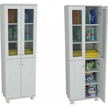 Mdf Lake Pleksi Cam Mutfak Ve Banyo Boy Dolabı Geniş Demonte Beyaz