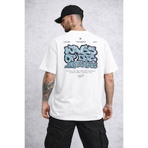 Herkesemoda Waves Of Yazı Detaylı Basic T-shirt Beyaz
