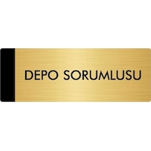 Metal Yönlendirme Levhası, Departman Kapı Isimliği Depo Sorumlusu 7x20 Cm Altın Renk