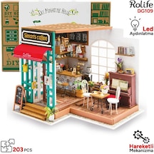 Rolife Dg109 Simon'ın Kahve Dükkanı Simon's Coffee Dıy Minyatür Maket Model Set Miniature Dollhouse 3d Model Kit Detaylı Dekoratif Hobi Seti 3d Puzzle Tiny House