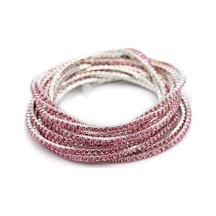 6'lı Lastikli Bileklik - Pembe Çok Renkli