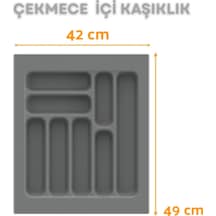 Çekmece İçi Kaşıklık Ve Kepçelik Düzenleyici Gri 42x49 Cm 36,5x40 Cm Kadar Kesilebilir Gri