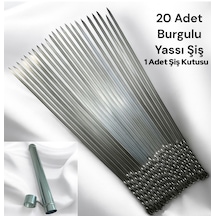 20 Adet Yassı Mangal Şişi,patlıcan Domates Sebze Tavuk Kanat Şişi, 50 Cm Yassı Şiş,1 Şiş Kutusu
