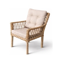 Oslo Tekli Raddan Bahçe Koltuğu Bahçe Balkon Teras Tekli Minderli Sandalye Koltuk Cappuccino Cappuccino