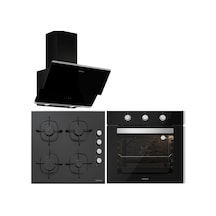 Silverline BO6503B01 - CS5335B01 - 3490 Oslo 60 CM Siyah Cam Ankastre Set