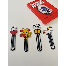 4'lü Kitap Ayracı Seti Panda Arı Unicorn Hello Kity Figürlü Klips Ayraç