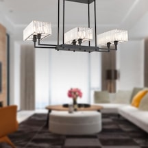 Brambles 6'Lı Siyah Kristalli Taşlı Modern Tasarım Kristal Salon Avize