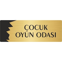 Metal Departman Kapı İsimliği, Yönlendirme Levhası Çocuk Oyun Odası 10x20 Cm Altın Renk