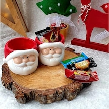 Dafniart Yılbaşı Yeniyıl Noel Baba Mumluk Dekor Hediyeli Ürün 8 Cm Kırmızı 2 Li Beton Alaşımlı Altın