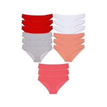 Royaleks 15 adet Süper Eko Set Likralı Kadın Slip Külot Kırmızı Gri Beyaz Pudra Fuşya RYL-EKO15044 Çok Renkli