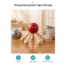 Ahşap Masaj Aleti - Uğur Böceği Tasarımlı - 6 Noktalı Kahverengi