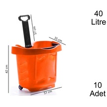 40 Litre 2 Tekerlekli Plastik Alışveriş El Sepeti Turuncu 10 Adet / En:51 Boy:35 Yükseklik:42 Cm