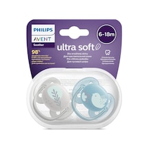 Philips Avent Ultra Soft Emzik, Erkek Bebekler İçin 6 18 Ay, 2'li Paket, Ortodontik Silikon, Flexifit Kalkanlı, Ultr Çok Renkli