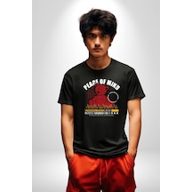 İç Huzur Unisex Unisex Siyah Organik Baskılı T-shirt Penye Yüksek Kalite Siyah