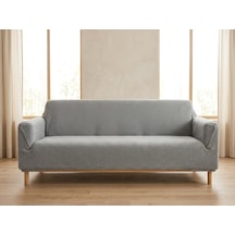 Bohem Likralı Koltuk Örtüsü Takımı 3+3+1+1 Yumuşak Dokulu Esnek Modern Desenli Koltuk Kılıfı Gri