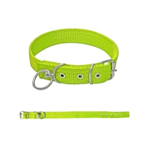 Savex Dokuma Köpek Boyun Tasması Yeşil 2.5 50 Cm Fosforlu Sarı