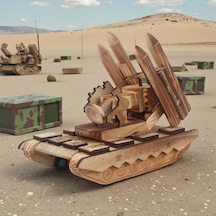 El Yapımı Doğal Ahşap Tank Oyuncak Askeri Araç Maketi Dekoratif Koleksiyon Çocuk Hediyesi
