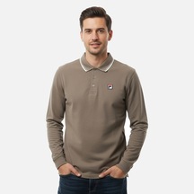 Kahverengi Fila Erkek Polo T-shirt Men Biella Tipped Long Sleeve Fam1096.70008 Kahverengi