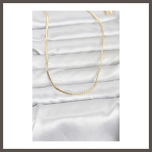 Bezos Cm 14k Gold Renk Yassı Zincir Model 60 Cm Kadın Kolye Nxrlvng