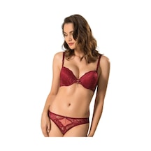 Le Jardin 5040 Silikonlu Taşlı Sütyen Takım Vızon-grı Vizon Pembe