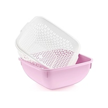 Melkan Home Çok Amaçlı Süzgeç 4 Litre Süzgeçli Kase Süzgeç + Kare Kase 4 Litre Ikili Set Pudra Çok Renkli