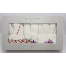 Karaca Home Chipas Offwhite Nakışlı Aile Banyo Seti Çok Renkli