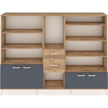 Arges Dolap 10 Raflı 2 Çekmeceli 4 Kapaklı 220x30x163 Çam-antrasit/çam Antrasıt/atlas Çam - Atlas Çam