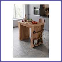 Bezos Mutfak Masası Mutfak Adası Ada Masa Bar Masası Kahvaltı Masası Raflı Çok Amaçlı Dolap Modern Masa 120x60 Cm 9836 Atlantik Çam Nıda Atlantik - Çam