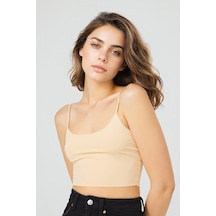 Grımelange Vele Ayarlanabilir İnce Askılı Lazer Kesim 3'lü Paket Crop Syh/byz/ten Rengi Büstiyer