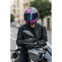 Gıvı 50.x Sharkbıte Mat Pembe  1 Renkli 1 Şeffaf Vizörlü Motosiklet Kask Lacivert Vizör + Şeffaf