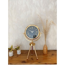 Gold Metal Mini Tripod Sade Masa Saati 45 26 Cm Renkli