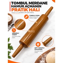 Vernikli Tombul Ahşap Merdane Pizza, Lahmacun Ve Hamur Açma Merdanesi