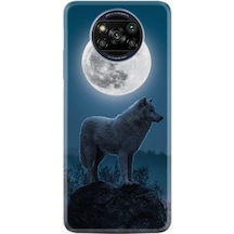 Xiaomi Poco X3 Kılıf Resimli Desenli Silikon Platinium Series Moon Wolf 1820