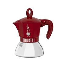 Moka Exclusive İndüksiyon: 2 Cups Ocak Üstü Espresso Pişirici - 100ml - Kırmızı Renk - Alt Hazne: Dış Paslanmaz Çelik İç Alüminyum - İndüksiyon Ocak Türleri İçin Uygundur