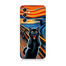 Samsung Galaxy A24 Uyumlu Çığlık Atan Siyah Kedi Desenli Silikon Kılıf Çok Renkli