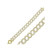 925 Ayar Gümüş Gold Taşlı Gurmet Bileklik Gri
