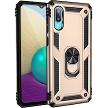 Newface Samsung Galaxy A02 Kılıf Sofya Yüzüklü Silikon Kapak - Gold Altın
