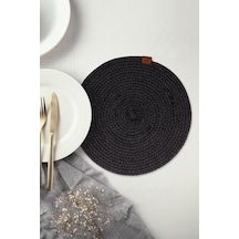 Koyu Gri Hasır Supla Amerikan Servis Şık Çeyiz Takımı Örgü Sunum Tabak Altlığı Koyu Gri