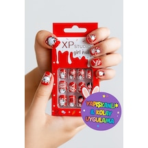 12 Li Yapışkan Stickerlı Renkli Baskılı Çocuk Takma Tırnak Oyuncak Seti - 5- 14 Yaş Arası - Model 49