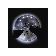 Kişiselleştirilebilir Ledli Işıklı Epoksi Cam Katmanlı Tablo Possible Dolunay Gri - 738183435 Gri