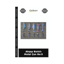Özel Üretim Dekoratif Bahçe Kapı Süsü Rustik Ahşap Balıklı Metal Çan No:5