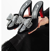 Lebibe Shoes Seravıa Kadın Siyah Kadife Taşlı Fiyonklu 9 Cm Topuklu Abiye Terlik Lebibe Shoes Seravıa Kadın Siyah Kadife Taşlı Fiyonklu 9 Cm Topuklu Abiye Terlik