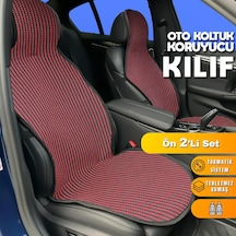 Opel Corsa Uyumlu Koltuk Kılıfı Minder Çizgili Siyah Kırmızı 2+1 Ön Arka Set