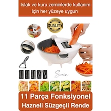 11 Parça Paslanmaz Fonksiyonel Süzgeçli Rende Hazneli Doğrayıcı Sebze Salata İçin Pratik Mutfak Çok Renkli