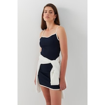 Askılı Slim Fit Mini Elbise Lacivert Lacivert