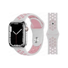 Apple Uyumlu  Watch 9-8-7-6-5-4-3-se-ultra-ultra 2 / 42-44-45-49 Mm Delikli Nike Silikon Spor Kordon