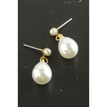 Damla - 585 - İnci - Nazblsmm - Küpe Sarı