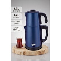 Egetürk Teadem 2000w Elektrikli Çay Makinesi, Çaycı 1.7l Su Isıtıcısı .2l Demlik Paslanmaz Çelik Mavi