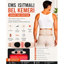 Ems Isıtmalı Bel Masaj Kemeri -7 Mod 15 Yoğunluk 3 Kademeli Isıtma Kırmızı Işık Type-c Şarjlı 2500 Mah Bej