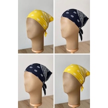 Pamuklu Klasik Desen Unisex 4lü Bandana Seti Renkli Bandana Etnik Desenli A Kalite Bandana Açık Hardal
